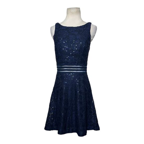 Speechless blue lined lace sequin mini party dress size Jr. 9 - Picture 1 of 12
